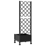 Garden Planter with Trellis&Wheels Black 40 x 40 x 131.5 cm PP 3422915