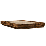 Bed Frame with LED Lights without Mattress Smoked Oak 120x190cm 3281144