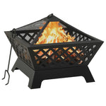 ZNTS Fire Pit with Poker 64 cm XXL Steel 311894