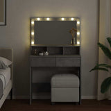 Dressing Table with LED Concrete Grey 80x41x134.5 cm 848188
