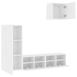 4 Piece TV Wall Units White Engineered Wood 3216500