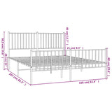 Metal Bed Frame without Mattress with Footboard White 150x200cm 350951