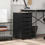 Rolling Cabinet with Drawers MOSS Black Solid Wood Pine 4015782