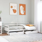 Daybed with Drawers without Mattress White 90x190 cm Single Solid Wood 3302062