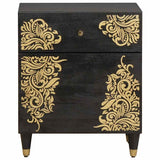 Bedside Cabinet with Door with Drawer Black 50 x 33 x 60 cm 4018816