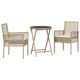Garden Bistro Set 3 pcs Beige Poly rattan 3334966