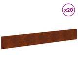 Lawn Edging 20 pcs 100 x 15 cm Steel Rusty 8008831