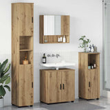 Bathroom Furniture Set Wall-mounted with Door 4 pcs Artisan Oak 3392972