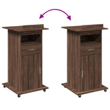 Lectern with Wheels & Drawer Brown Oak 55x55x107 cm Engineered Wood 848030