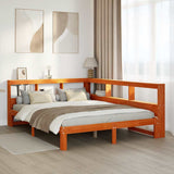 Bookcase Bed without Mattress Wax Brown 135x190 cm Solid Wood Pine 3324399