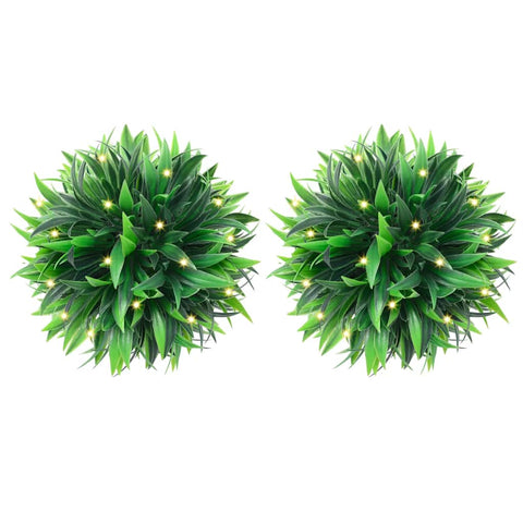 ZNTS Artificial Boxwood Balls with LED Lights 2 pcs Green 30 cm 3335900