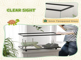 50L Glass Turtle Tank Aquarium with Basking Platform, Easy Drainage, Strip Patch Thermometer T3398P350009