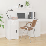 ZNTS Desk with Cabinet White Engineered Wood 3185431