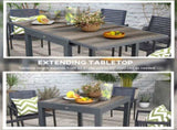 Extending Garden Table, Outdoor Dining Table for 6, Aluminium Frame Rectangular Patio Table with T3398P315936