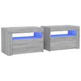 ZNTS Bedside Cabinets 2 pcs with LEDs Grey Sonoma 60x35x40 cm 3144973