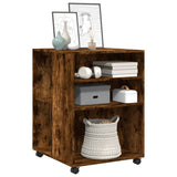 Side Table with Wheels Smoked Oak 55x60x78 cm Engineered Wood 853159
