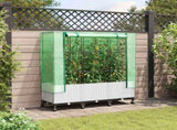 Garden Planter with Greenhouse Cover&Wheels 3 pcs White PP 3423070