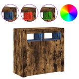 Sideboard with LED Lights Smoked Oak 80x35x75 cm 815729