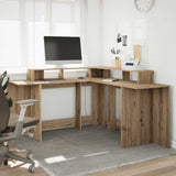 Desk with LED Lights Artisian Oak 152x152x91 cm Engineered Wood 3309464