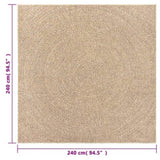 Rug ZIZUR 240x240 cm Jute Look Indoor and Outdoor 4006164