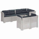 7-Seater Garden Sofa with Cushions Rattan Look PP White 3444169