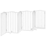 Dog Gate with Door Foldable 6 Panels White 300 cm Poplar Wood 352215