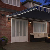 Retractable Awning Manual Blue and White 600 x 300 cm 3081611