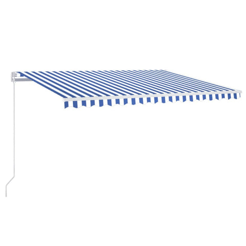 ZNTS Manual Retractable Awning 450x350 cm Blue and White 3068996