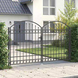 Fence Gate with Lock Assen Grey 301 x 224.5 cm Steel 42008936