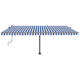 Freestanding Manual Retractable Awning 500x300 cm Blue/White 3069776