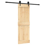 Sliding Door Natural and Black 70 x 210 cm Solid Pine Wood 3445152