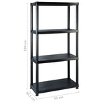 ZNTS Storage Shelf 4-Tier Black 183x30.5x130 cm Plastic 3059855