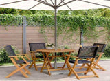 5 Piece Garden Dining Set Black Poly Rattan and Solid Wood 3281814