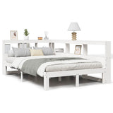 Bookcase Bed without Mattress White 135x190 cm Double Solid Wood Pine 3324398
