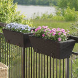 ZNTS Planters with hooks 2 pcs Black Poly Rattan 366401