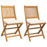 Folding Chair 2 pcs White 49 x 57.5 x 92cm Solid Acacia wood 42000953