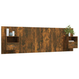 Bed Headboard with Cabinets Smoked Oak Engineered Wood 3115721
