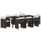 Garden Dining Set 9 pcs Brown Poly Rattan 3380700