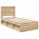 Bed Frame with Headboard Sonoma Oak 75 x 190 cm Solid Pine Wood 3409419