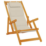 Folding Beach Chair with Armrests Taupe Acacia Wood & Textilene 4108070