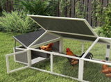 Wooden Chicken Coop with Nesting Box, Openable Roof, for 4-8 Chickens, White T3398P425332