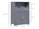 Three-Part Bathroom Storage Unit, with Shelf, Drawers & Cupboard - Grey T3398P344537