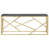 ZNTS Coffee Table Gold Stainless Steel and Tempered Glass 349940