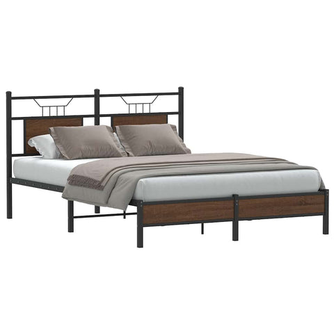 Bed Frame without Mattress Brown Oak 140x190 cm Engineered Wood 4106998