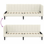Corner Bed Frame with Headboard Cream 80 x 200 cm Velvet 42016335
