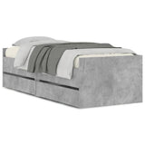 Bed Frame with Drawers without Mattress Concrete Grey 90x190 cm Single 3207353