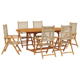 ZNTS 7 Piece Garden Dining Set Beige Poly Rattan and Solid Wood 3281720