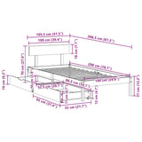 Bed Frame without Mattress White 100x200 cm Solid Wood Pine 3301511