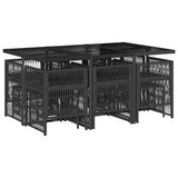 11 Piece Garden Dining Set with Cushions Black Poly Rattan 3210966