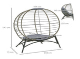 Folding Rattan Egg Chair, Freestanding Basket Chair with Cushion, Bottle Holder Bag for Outdoor or T3398P314720
